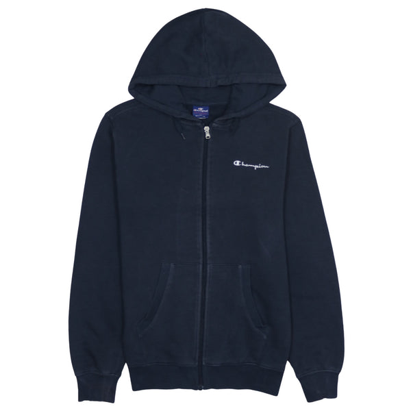 Champion 90's Lightweight Full Zip Up Hoodie Medium Navy Blue
