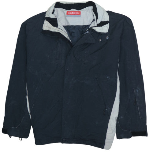 Kappa Black Windbreaker Jacket Men's XXLarge Zip Pockets Colour Block Outerwear Track Top