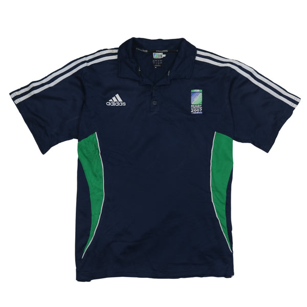 Adidas 90's Short Sleeves Quarter Button Polo Shirt Medium  Navy Blue