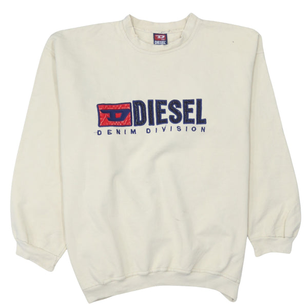 Diesel 90's Spellout Crew Neck Sweatshirt XXLarge (2XL) Beige Cream