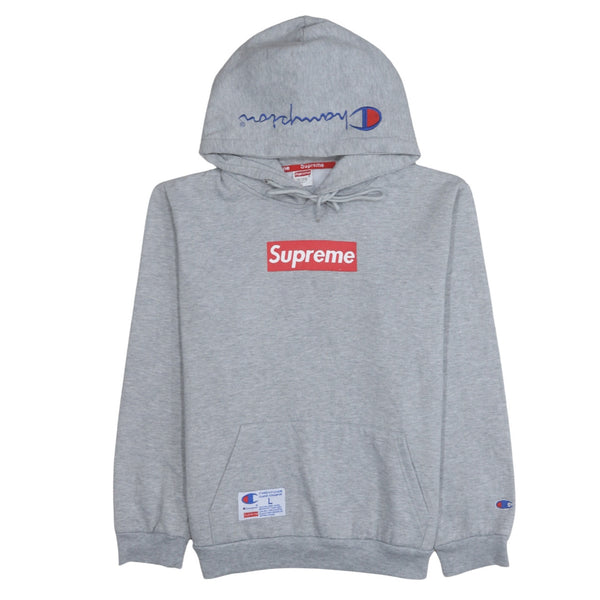 Supreme 90's Drawstring Pockets Pullover Hoodie Large Grey
