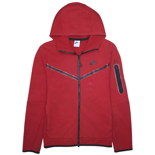 Nike 90's Swoosh Full Zip Up Hoodie Medium Red
