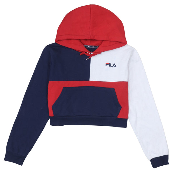Fila 90's Crop Pullover Hoodie Large Navy Blue