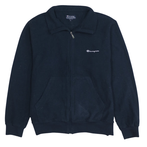 Champion 90's Hiking Warm Full Zip Up Fleece Jumper Large Navy Blue