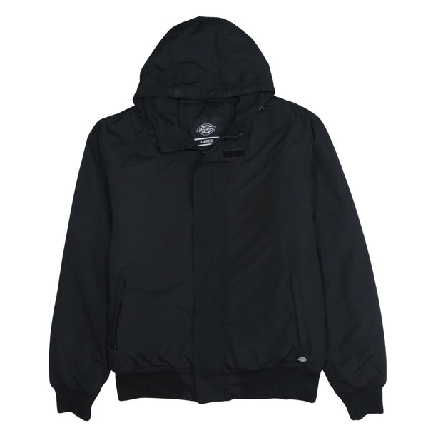 Dickies Black Hooded Jacket Men's Large Zip Pockets Mesh Lining Workwear Windbreaker