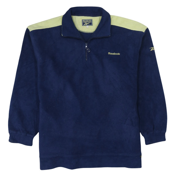 Reebok 90's Hiking Warm Quarter Zip Fleece Jumper Large Navy Blue