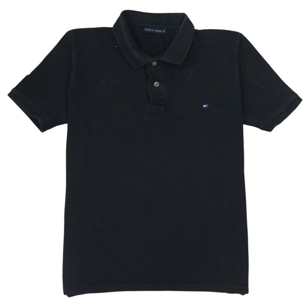 Tommy Hilfiger 90's Short Sleeves Quarter Button Polo Shirt Medium Black