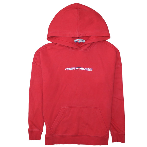 Tommy Hilfiger 90's Spellout Pullover Hoodie Medium Red