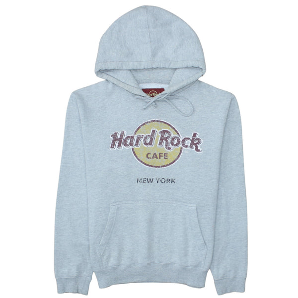 Hard Rock Cafe Light Grey Hoodie Women’s Large Printed New York Logo Front Pocket Sweatshirt