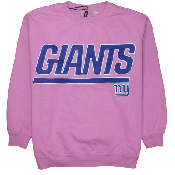 NFL Pink Giants Sweatshirt Men's Large Printed Front Logo Crewneck Pullover Fleece Top