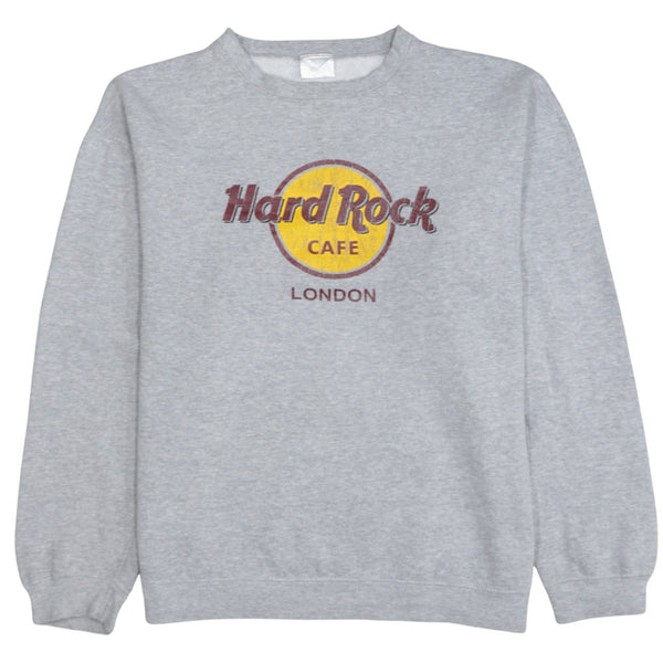 Hard Rock Cafe 90's Spellout Crew Neck Sweatshirt Medium Grey