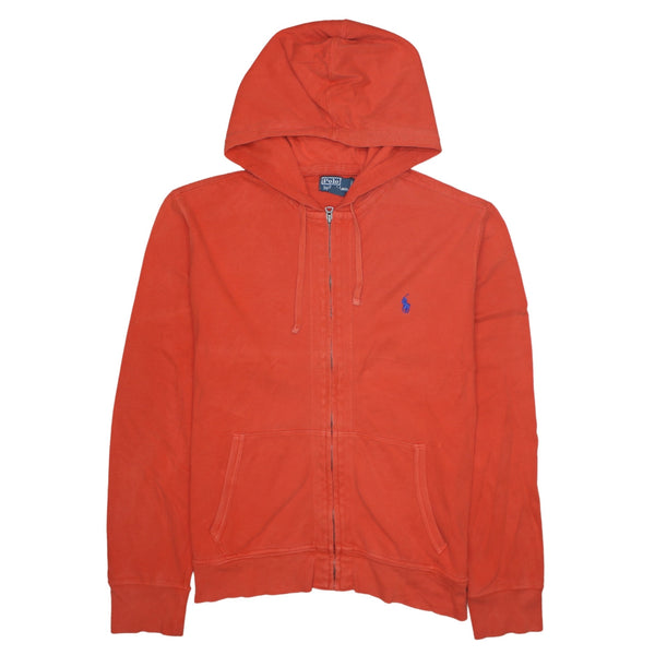 Polo Ralph Lauren 90's Lightweight Full Zip Up Hoodie Large Orange