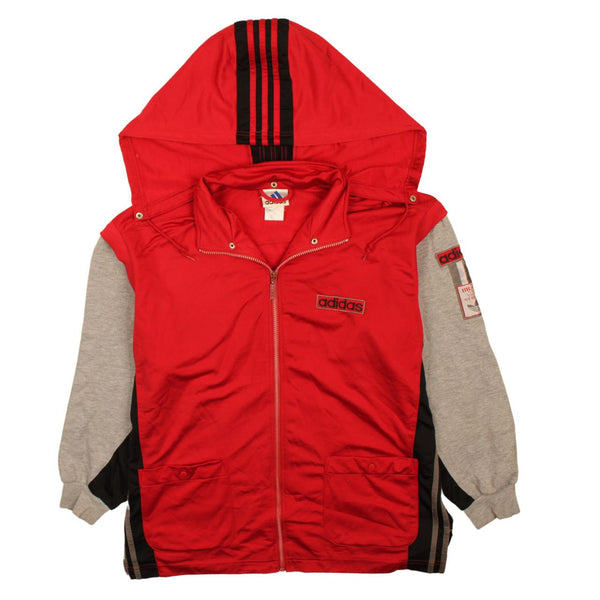 Adidas 90's Sportswear Full Zip Up Hoodie Large Red