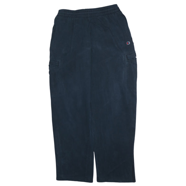 Champion Navy Cargo Trousers Men's 36 Elastic Waist Small C Logo Pocket Pants