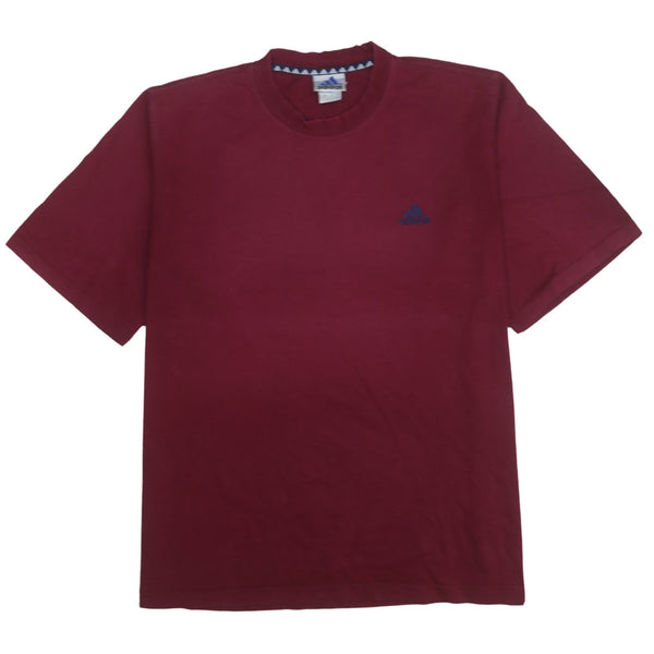 Adidas Burgundy Red T Shirt Men's XLarge Embroidered Chest Logo Short Sleeve Casual Top