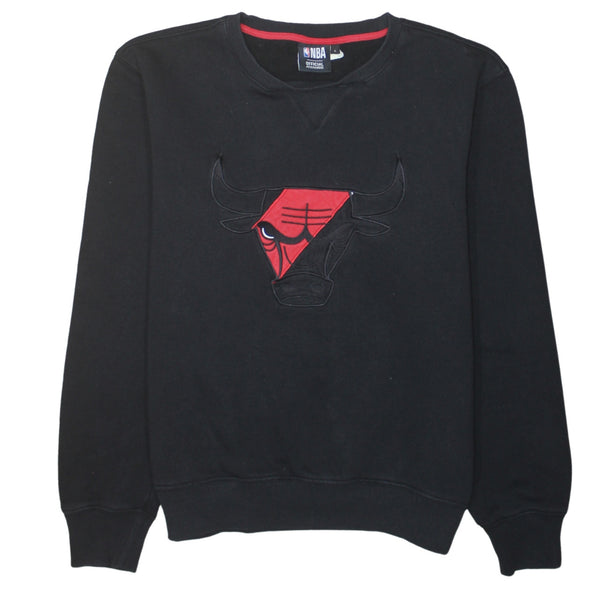 NBA Black Sweatshirt Women’s Large Chicago Bulls Front Logo Crewneck Pullover Top