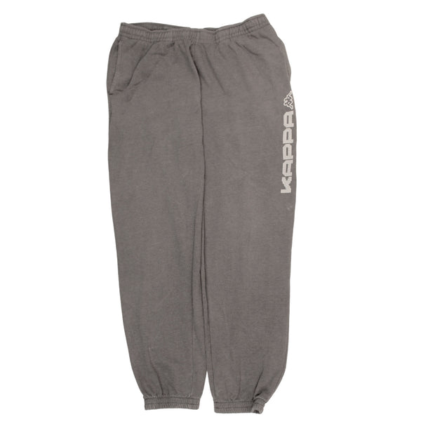 Kappa 90's Elasticated Waistband Drawstrings Joggers / Sweatpants XLarge Grey