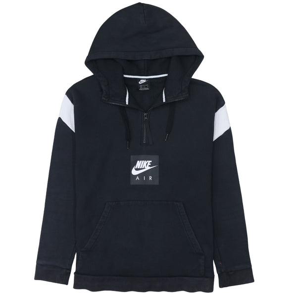 Nike 90's Center Middle Swoosh Quarter Zip Hoodie Medium Black
