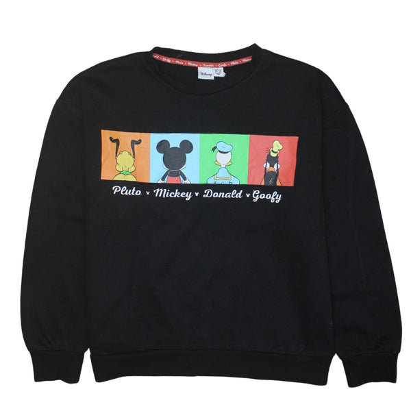 Disney 90's Mickey Mouse & Friend Crew Neck Sweatshirt Large Black