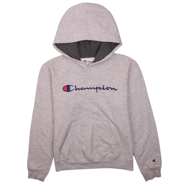 Champion 90's Spellout Pullover Hoodie XLarge Grey