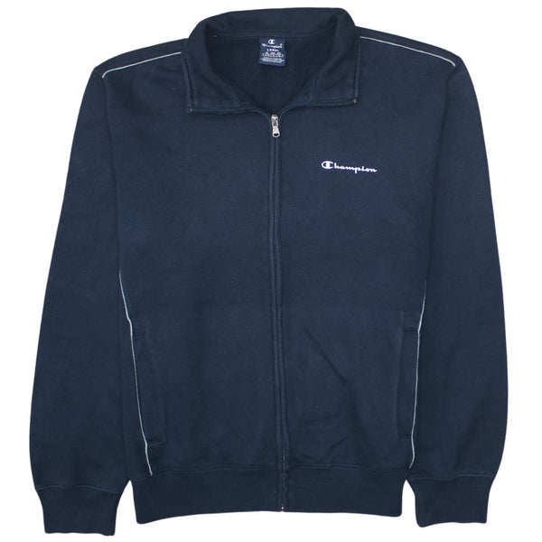 Champion 90's Lightweight Full Zip Up Sweatshirt Large Navy Blue