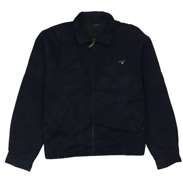 GANT Black Harrington Jacket Women’s XLarge Embroidered Chest Logo Zip Pockets Outerwear