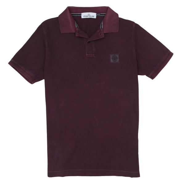 Stone Island Burgundy Red Polo Shirt Women's Medium Chest Patch Logo Short Sleeve Top