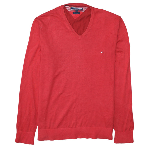 Tommy Hilfiger 90's Lightweight V Neck Sweatshirt Large Red