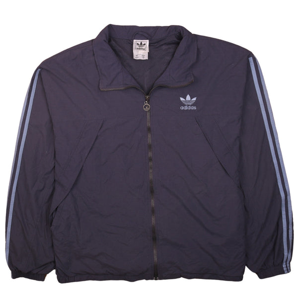 Adidas 90's Striped Sleeves Full Zip Up Windbreaker XLarge Blue