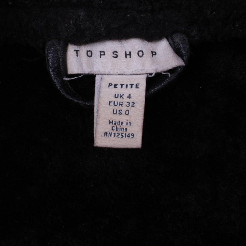 Topshop 90's Heavyweight Full Zip Up Leather Jacket Medium (missing sizing label) Black