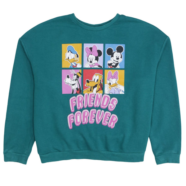 Disney 90's Mickey Mouse & Friend Crew Neck Sweatshirt Large Green