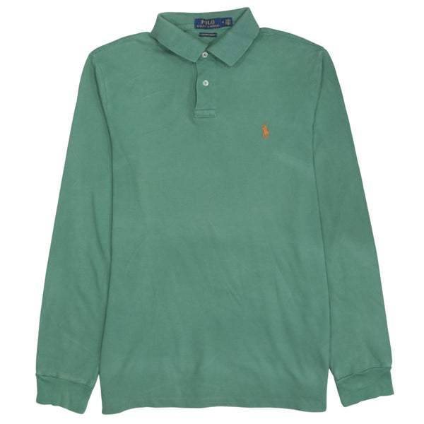 Polo Ralph Lauren 90's Long Sleeve Quarter Button Polo Shirt Medium Green