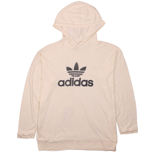 Adidas 90's Spellout Pullover Hoodie XXLarge (missing sizing label) Beige Cream