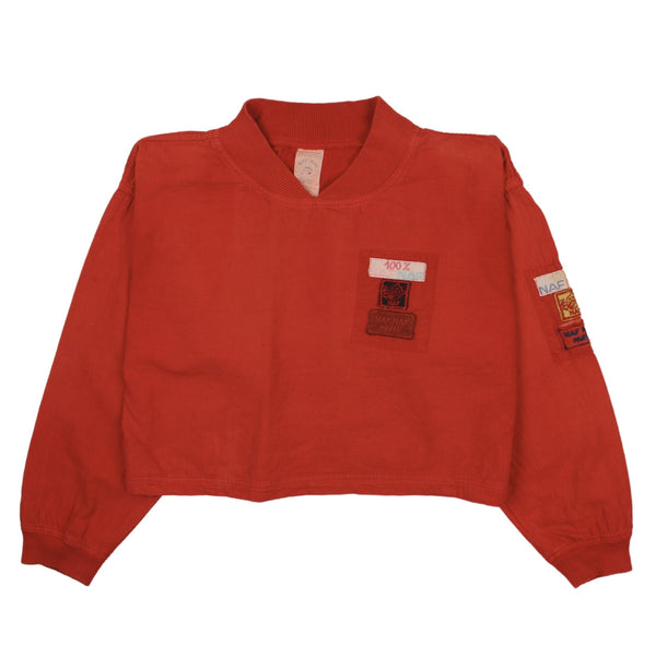 Naf Naf 90's Crop V Neck Sweatshirt Large (missing sizing label) Red