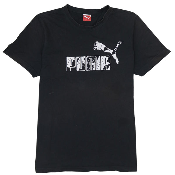 Puma Black T Shirt Men's Large Printed Logo Graphic Front Back Casual Tee Top