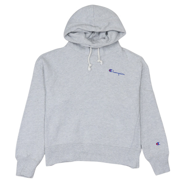 Champion Grey Hoodie Men's Small Embroidered Chest Logo Drawstring Hood Pullover Sweatshirt