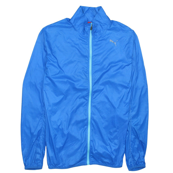 Puma Blue Windbreaker Jacket Men's Medium Full Zip Reflective Logo Lightweight Shell