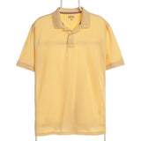 Izod 90's Pullover Button Up Short Sleeve  Polo Shirt Large Yellow