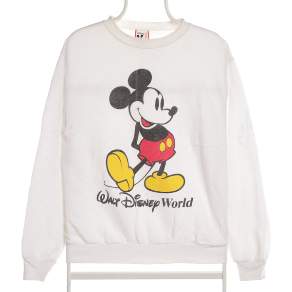 Disney 90's Crewneck Mickey  Mouse Sweatshirt Medium White