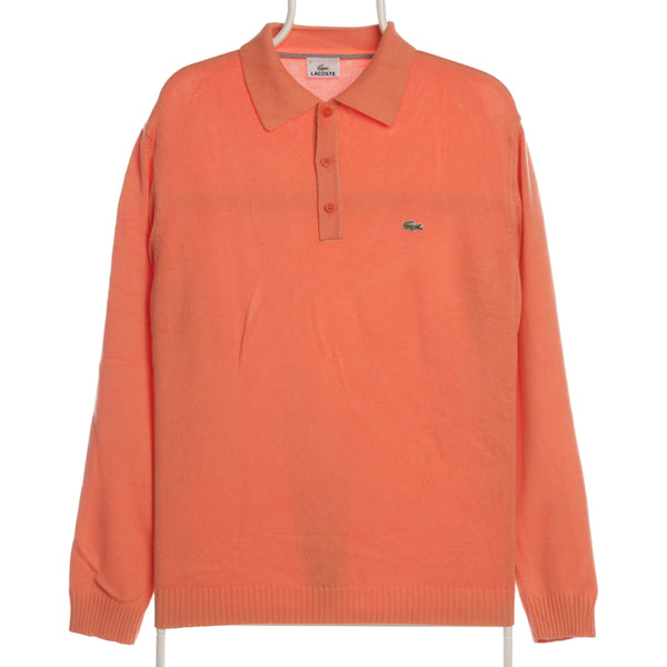 Lacoste 90's Button Up Long Sleeve Pastel Knitted Jumper Medium (missing sizing label) Orange