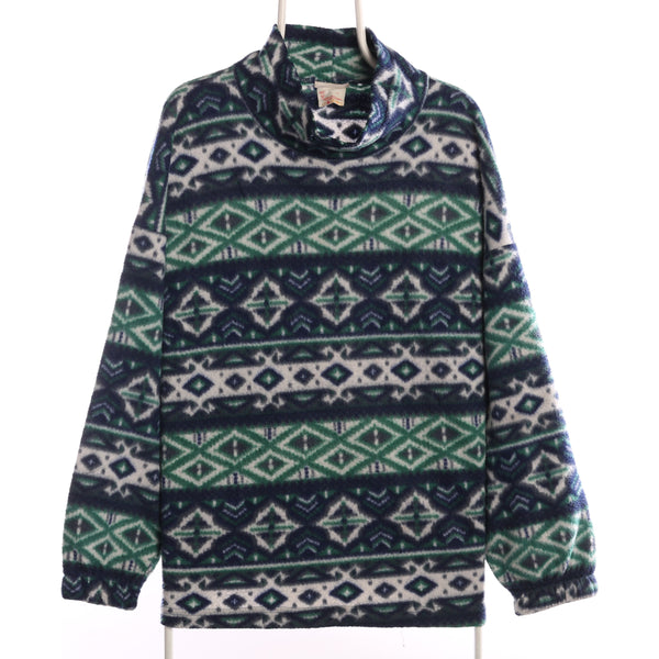 Unknown 90's Aztec Jumper Jacket Raise Neck Fleece XLarge (missing sizing label) Green