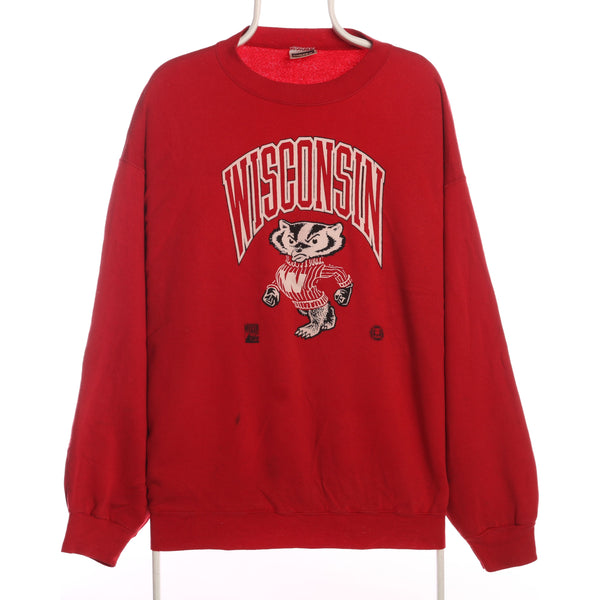 Tultex 90's Wisconsin College Crewneck Sweatshirt XXLarge (2XL) Red