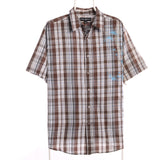 Beverly Hills Polo Club 90's Check Button Up Short Sleeve Shirt XLarge Brown