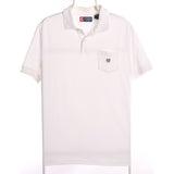 Chaps Ralph Lauren 90's Button Up Short Sleeve Polo Shirt Medium White