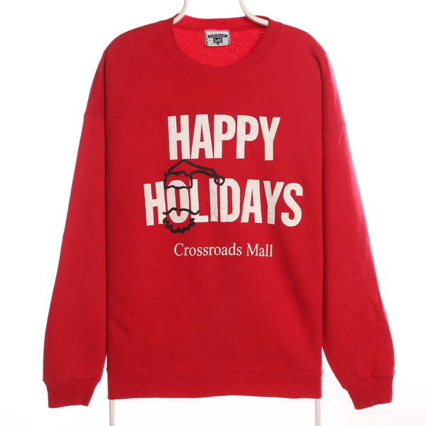 Lee 90's Crewneck Happy Holidays Sweatshirt XXLarge (2XL) Red