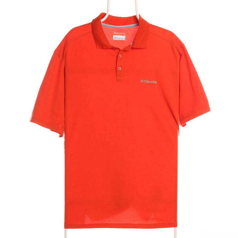 Columbia 90's Short Sleeve Button Up Polo Shirt Large Orange