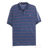 Nautica 90's Striped Short Sleeve Polo Shirt XLarge Blue