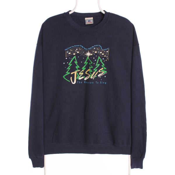 Lee 90's Crewneck Jesus Sweatshirt Medium (missing sizing label) Navy Blue