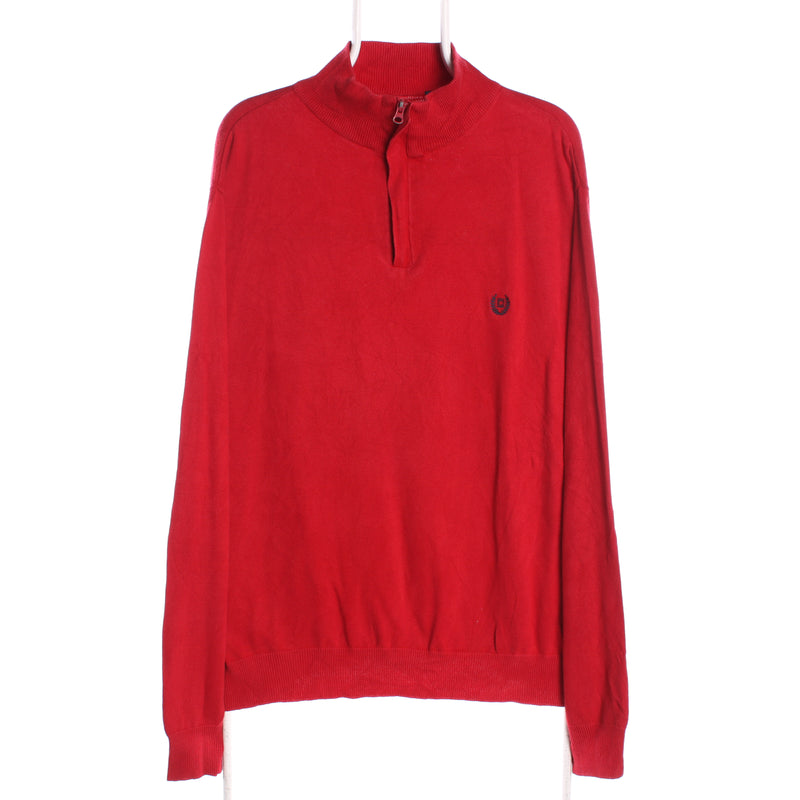 Chaps Ralph Lauren 90's Quarter Zip Knitted Jumper / Sweater XLarge Red