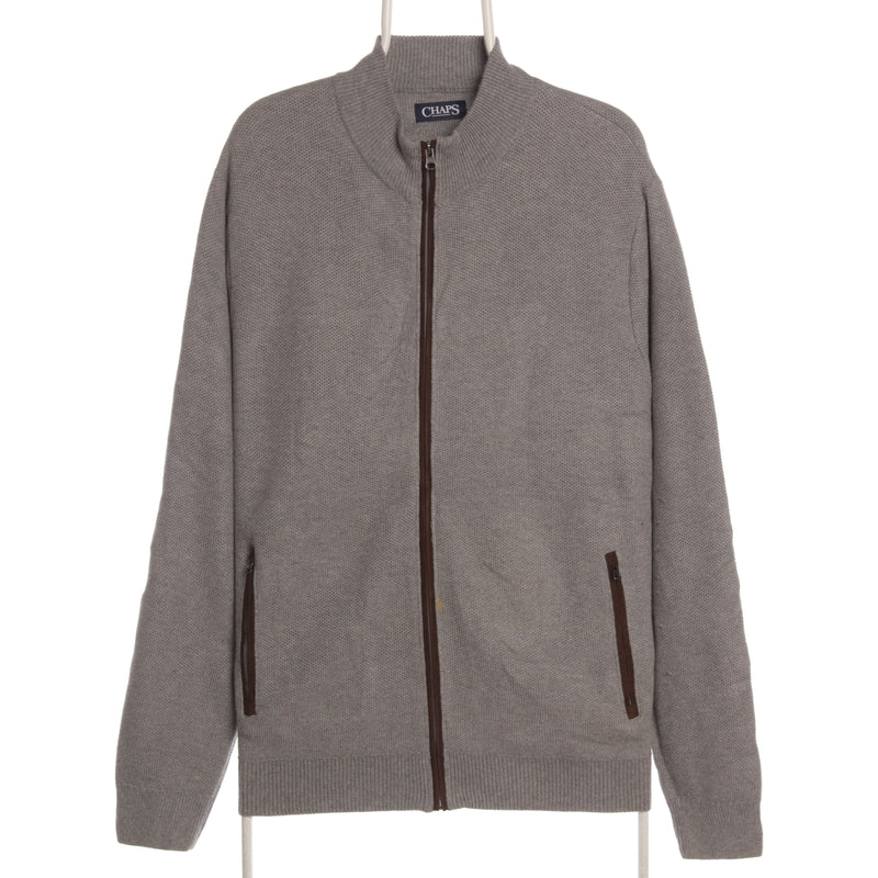 Chaps Ralph Lauren 90's Knitted Full Zip Up Sweatshirt Large Grey